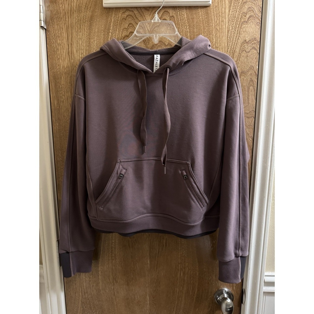 Athleta Recover Hoodie in Smoke Almond Purple Brown Pullover Women's XS Active